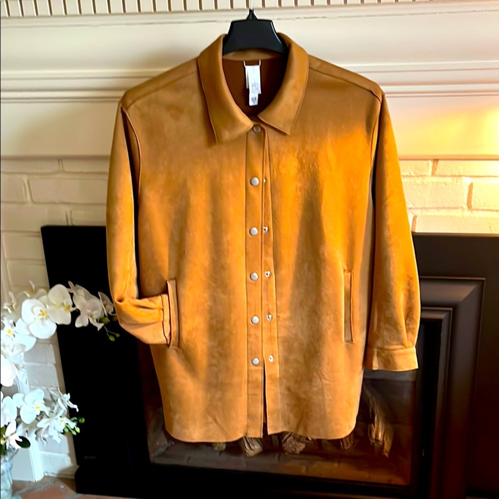 Marla Wynn faux suede jacket 1X
